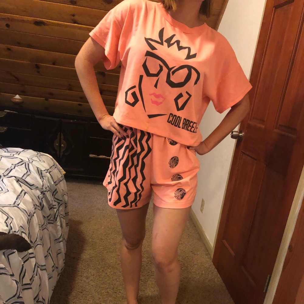 Vintage 80s Cool Breeze neon top and bottom set